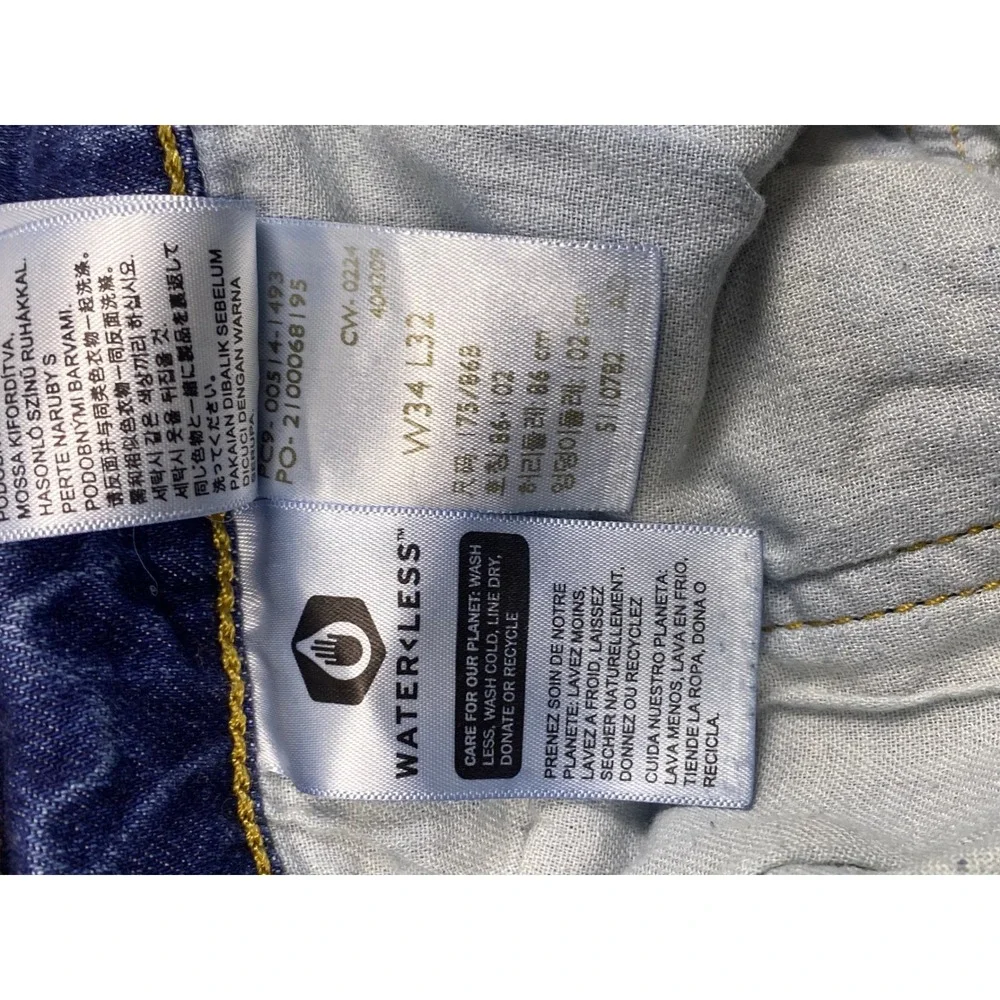 Levi 514 Straight Fit Jeans Mens 34x32 Blue Cotton Lyocell WaterLess Denim